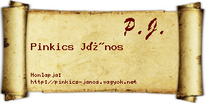 Pinkics János névjegykártya